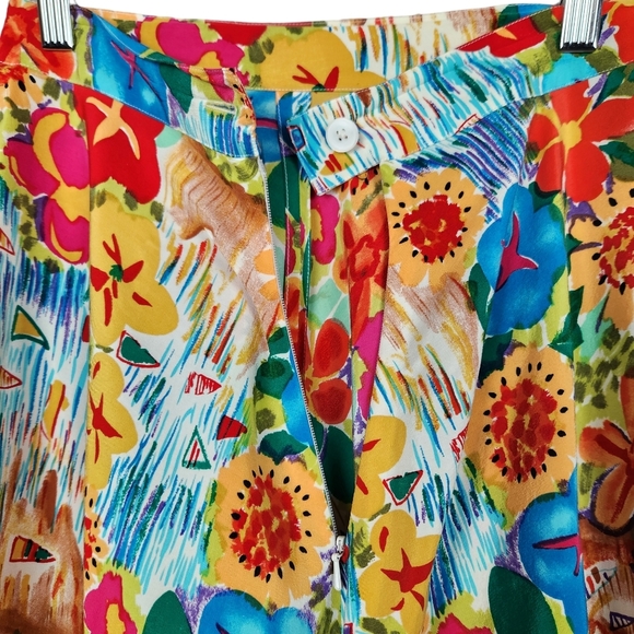 Breeches Vintage 100% Silk Gardengirl Floral Skirt Vibrant Color Women's Size 4 - Picture 8 of 10